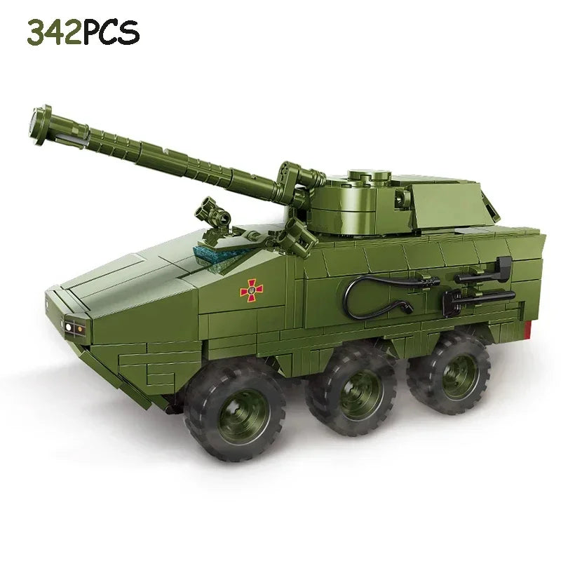 New Military Series Armored Vehicle Transport Truck  Building Blocks Leopard Tank Set T64 Tank MOC Bricks Educational Toys