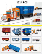 City Truck Vehicle Pickup Heavy Cargo Transport Model Building Blocks Machinery Shop Van Creative Carriage Harvester Car Kid Toy - CADA BRICKS®