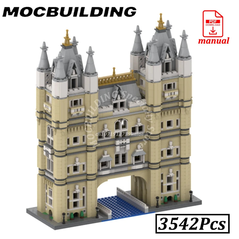 Tower Bridge Palace Modell Bygate Utsikt MOC Byggeklosser Murstein Display Konstruksjon Kreative Leker Gave