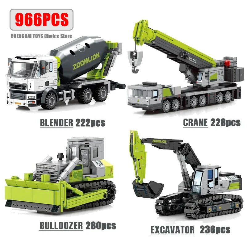 City Engineering Trucks Building Blocks Crane Bulldozer Excavator Childrens Car Construction MOC Bricks Sets Toys For Kids Gifts