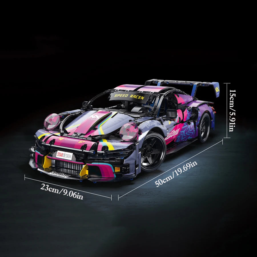 1700pcs RSR Racing Car Building Blocks Set – DIY Technical Sports Car Model, CE Certified, Compatible with Lego, Unisex Gift for Adults & Teens