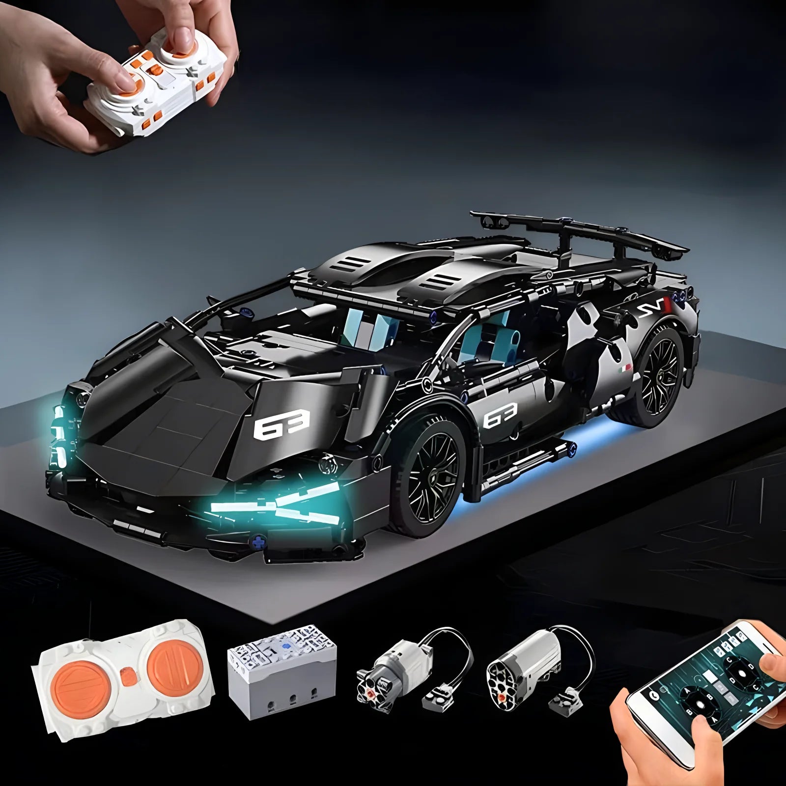Technical Racing Sport Car Model Building Blocks technic adults 1:14 DIY Supercar Brick Puzzle Toys Kid Adult Gift（1280+granule） - CADA BRICKS®