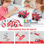 Metal Assembly Building Block Fire Truck Model Crane Excavator Bulldozer Engineering Vehicle Set DIY Screw Nut Alloy Toy for Boy