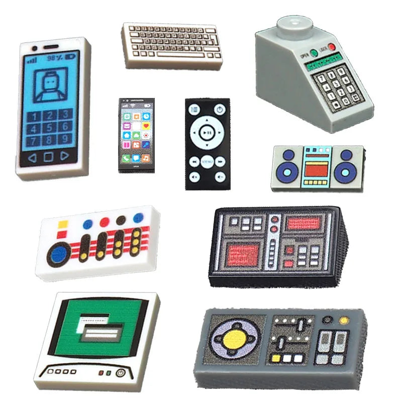 City Printed Accessories Building Blocks Computer Controller Monitor Keyboard Dashboard Mobile Phone Radio Mini Bricks Kids Toys - CADA BRICKS®
