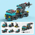 Mini Size 6 In 1 Building Blocks Diy Police Car Fire Truck Castle Model Bricks Kids Educational Toys Gifts