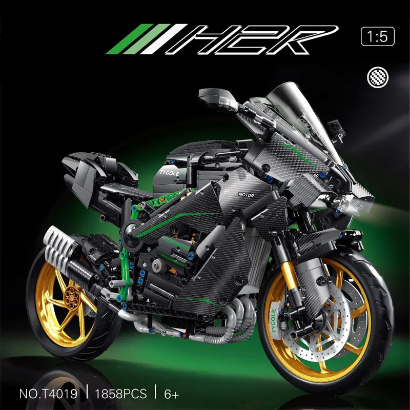 IN STOCK 1: 5 Motorcycle H2R Building Blocks Model MOC Autocycle Sports Car Technology Bricks Toys for Children Gift Set