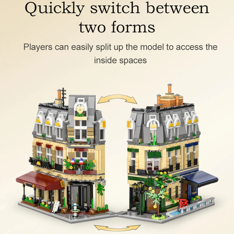 Set di 3230 pezzi CADA Città Parigi Ristorante e Casa Blocchi da Costruzione Architettonici Appartamento Francese Figure Mattoncini Giocattolo per Bambini Regalo