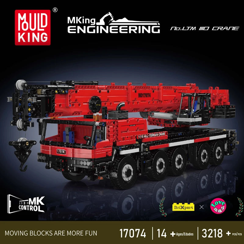 Mould King 17073 17074 Technical Car Toy Remote Control LTM 1110 Crane Building Block Assembly Truck Brick Kids Christmas Gift