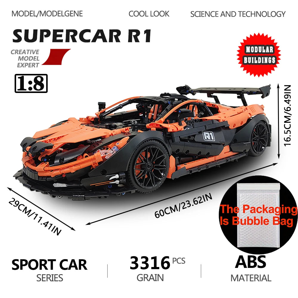 Super Racing Car F12 Model Building Blocks Classic Cars Black Knight 1:8 Size Assembly Set Bricks Technical Kid Toys For Gifts