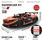 Super Racing Car F12 Model Building Blocks Classic Cars Black Knight 1:8 Size Assembly Set Bricks Technical Kid Toys For Gifts
