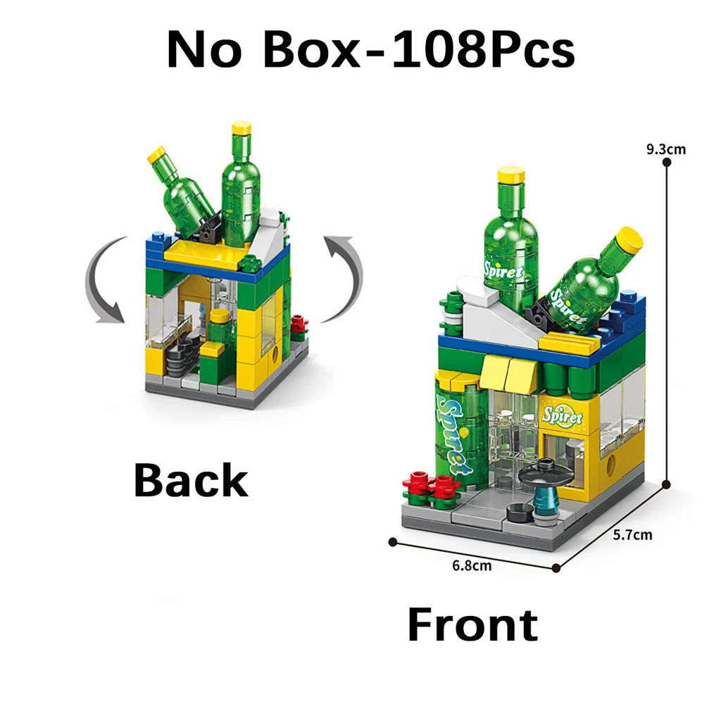 City Mini Shop Supermarket Street View Model Building Blocks Hamburger Restaurant Retail Store Bricks Architecture Friend Girl - CADA BRICKS®