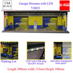 GFans NEW Model 1:64 Scale Diorama Car Garage Model With LED Lights Parking Lots City DIY Model Sets Collection Display Gifts