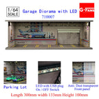 GFans NEW Model 1:64 Scale Diorama Car Garage Model With LED Lights Parking Lots City DIY Model Sets Collection Display Gifts