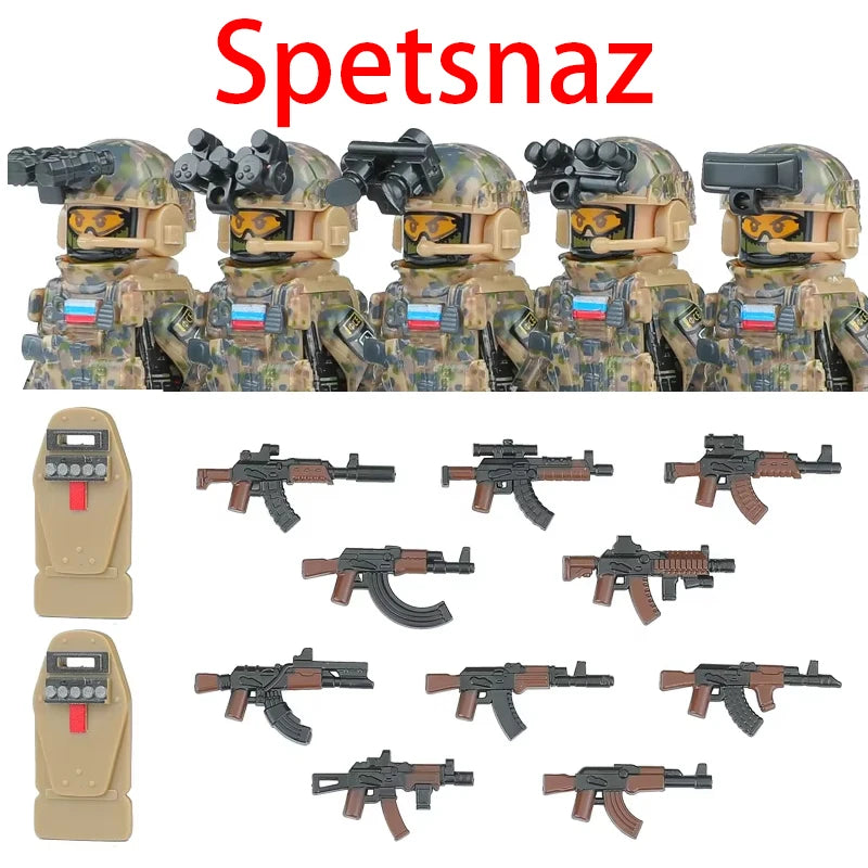 Military Army Figures Building Blocks SWAT Ghost Commando Special Forces Soldier Weapons Gun Hat Shield Belt AK Mini Bricks Toy - CADA BRICKS®