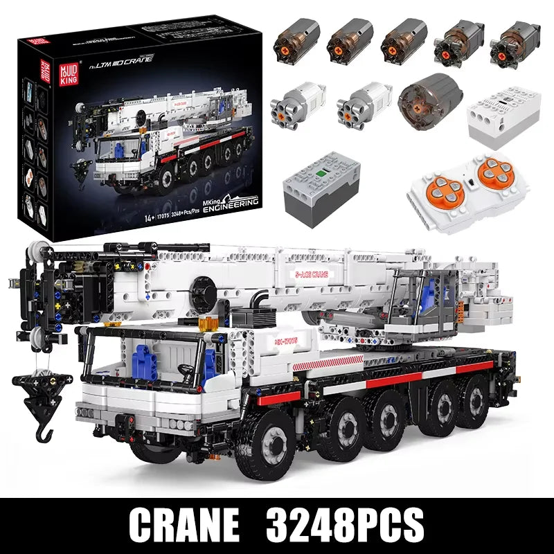 Mould King 17073 17074 Technical Car Toy Remote Control LTM 1110 Crane Building Block Assembly Truck Brick Kids Christmas Gift