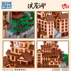 4088pcs Lezi mini Blocks Building Bricks Toys Adult Puzzle Chinese Architecture Hongya Cave Chongqing Home Decorations Gift 8259