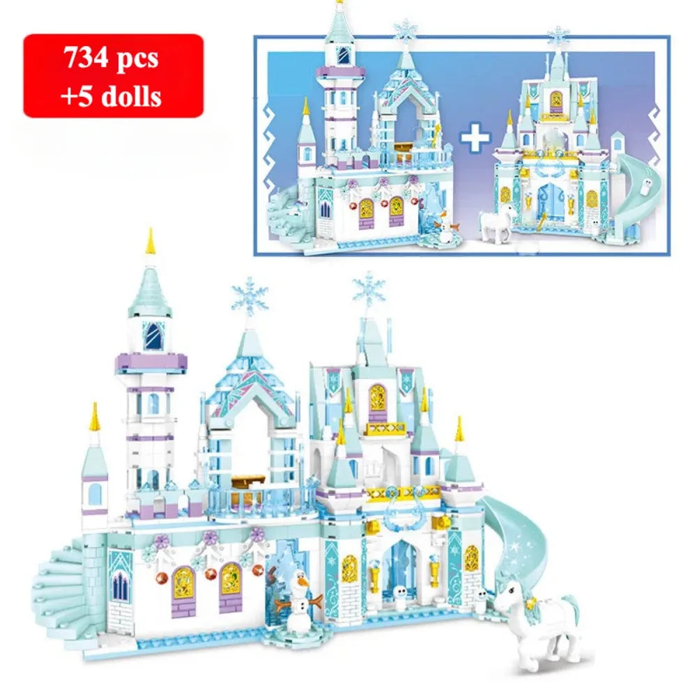 Friends Princess Luxury Ice Castles Building Blocks Playground House Movies Bricks Classic Figures Set Toy for Girls DIY Gift