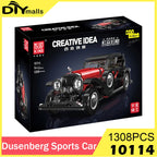 Mould King 10114 Technical Car Toys The Red Vintage Car Building Block Assembly Oldtime Car Brick Set Kids Christmas Gift