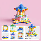 Mini Size 6 In 1 Building Blocks Diy Police Car Fire Truck Castle Model Bricks Kids Educational Toys Gifts