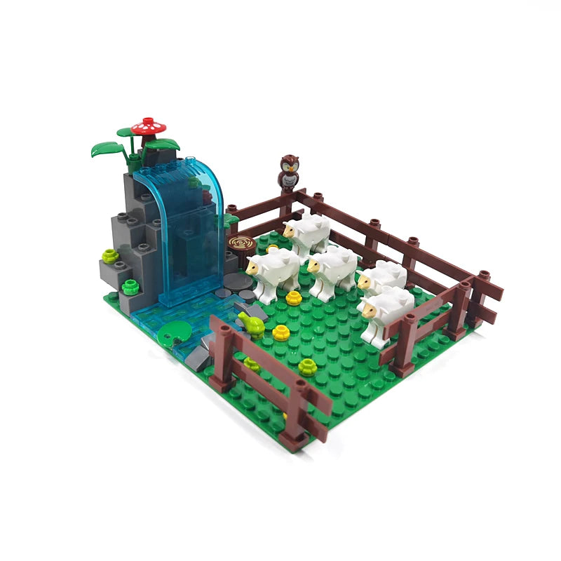 MOC Farm and Ranch Decoration Model Zoo Botanical Garden Building Blocks DIY Bricks Rural Landscape Animal and Vegetable Scenes