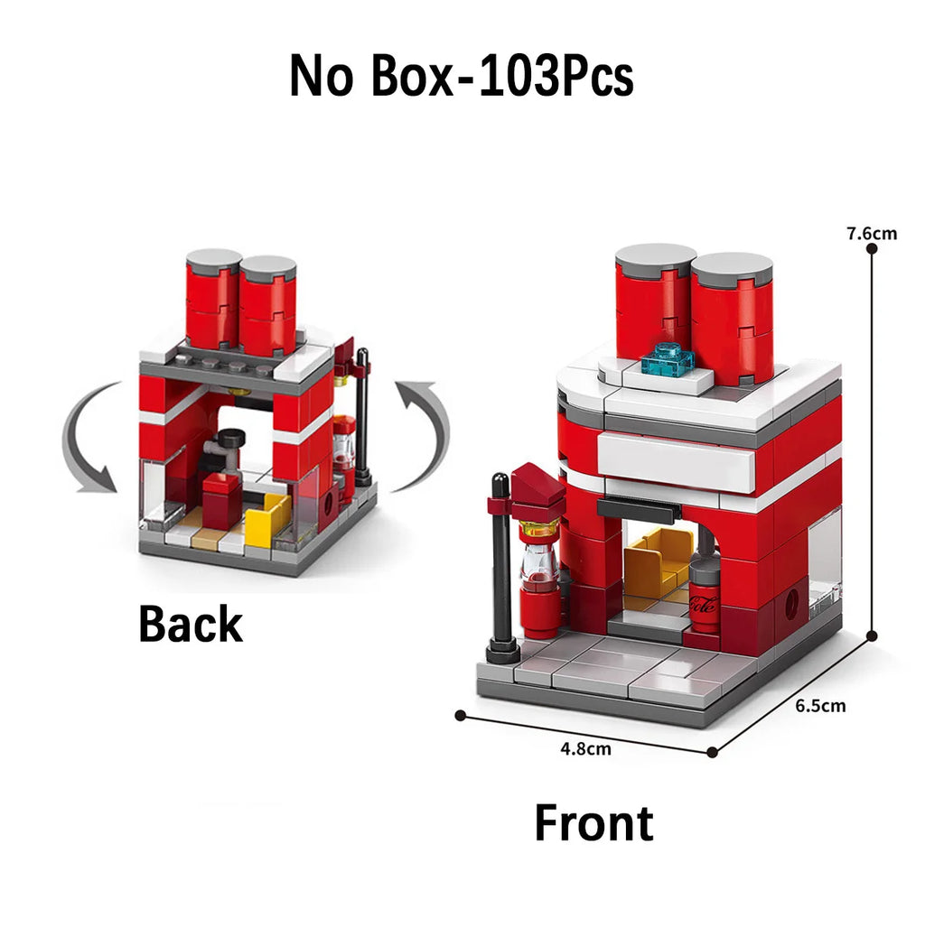 City Mini Shop Supermarket Street View Model Building Blocks Hamburger Restaurant Retail Store Bricks Architecture Friend Girl - CADA BRICKS®