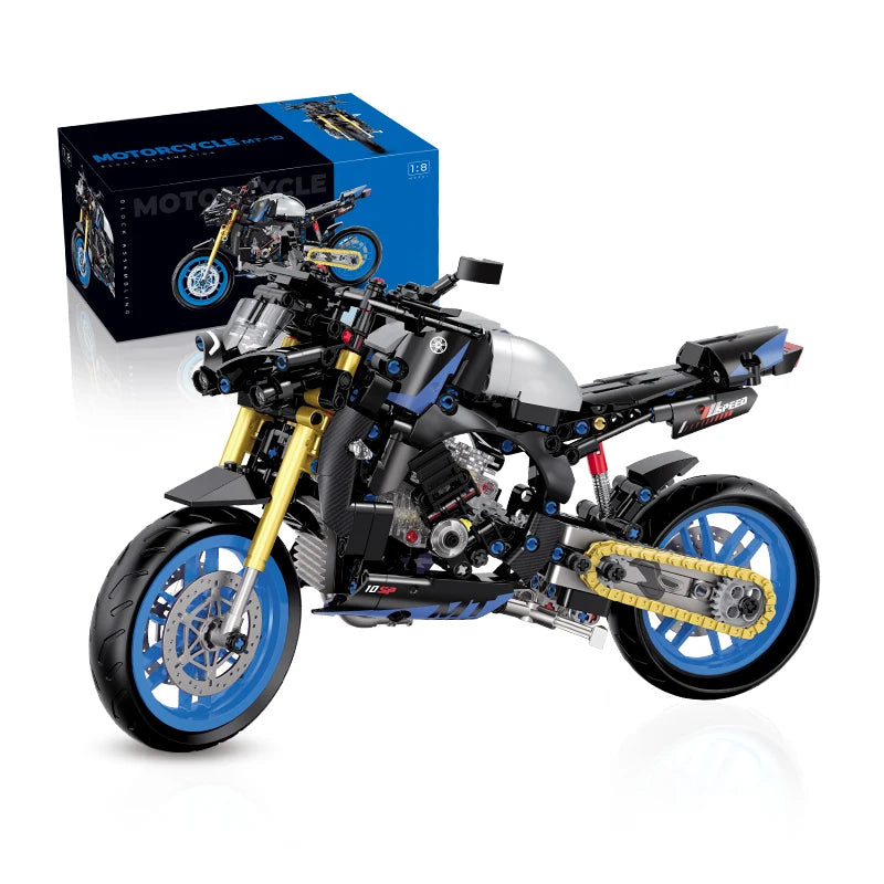 MOC City Classic 1:8 Technology MOTO Bricks Motorcycle Locomotive Vehicle Model Building Blocks Birthday Gifts for Children Boys