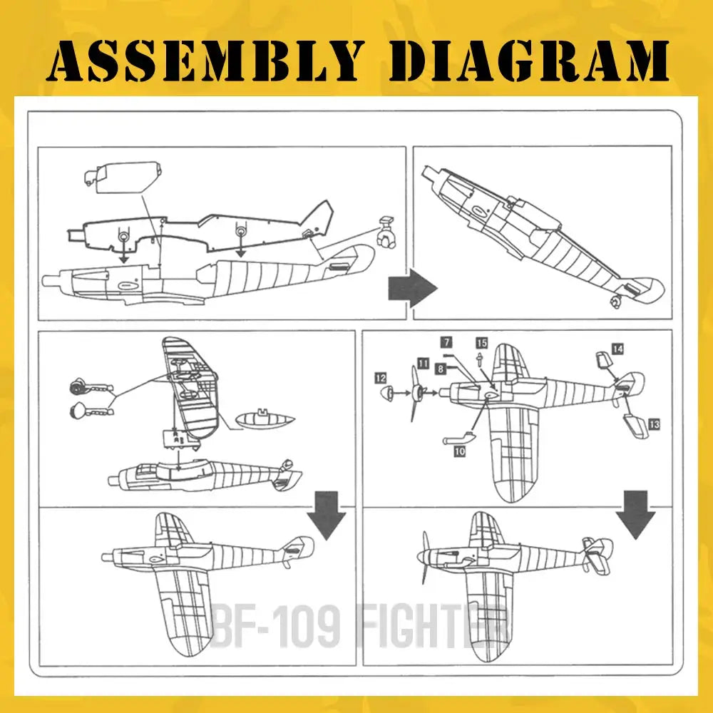 ViiKONDO Vliegtuig Speelgoed Model Bouwpakket 1/49 WOII Duitse BF109 Jachtvliegtuig Oorlogsplane Doe-Het-Zelf Montage Plezier Kind Vliegtuig Cadeau Kantoordecoratie