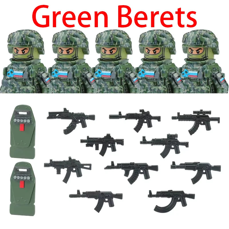 Military Army Figures Building Blocks SWAT Ghost Commando Special Forces Soldier Weapons Gun Hat Shield Belt AK Mini Bricks Toy - CADA BRICKS®