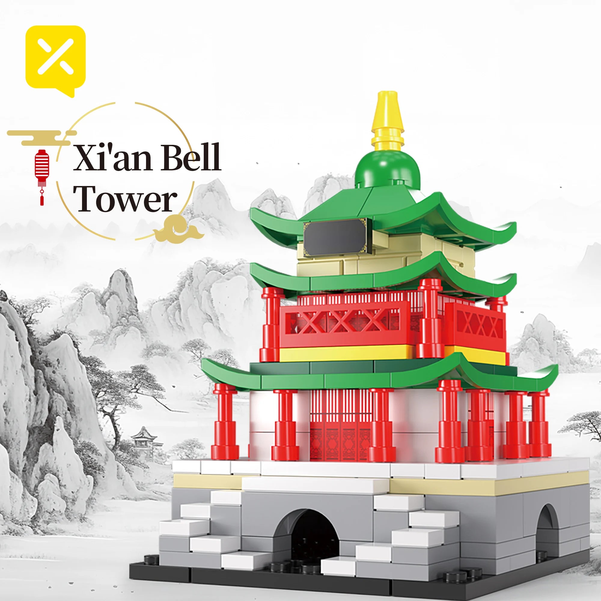 Famous China Architecture Tower Building Blocks Toys Yellow Crane Tower City Historical Children Assemble Brick Toys Boys Gift