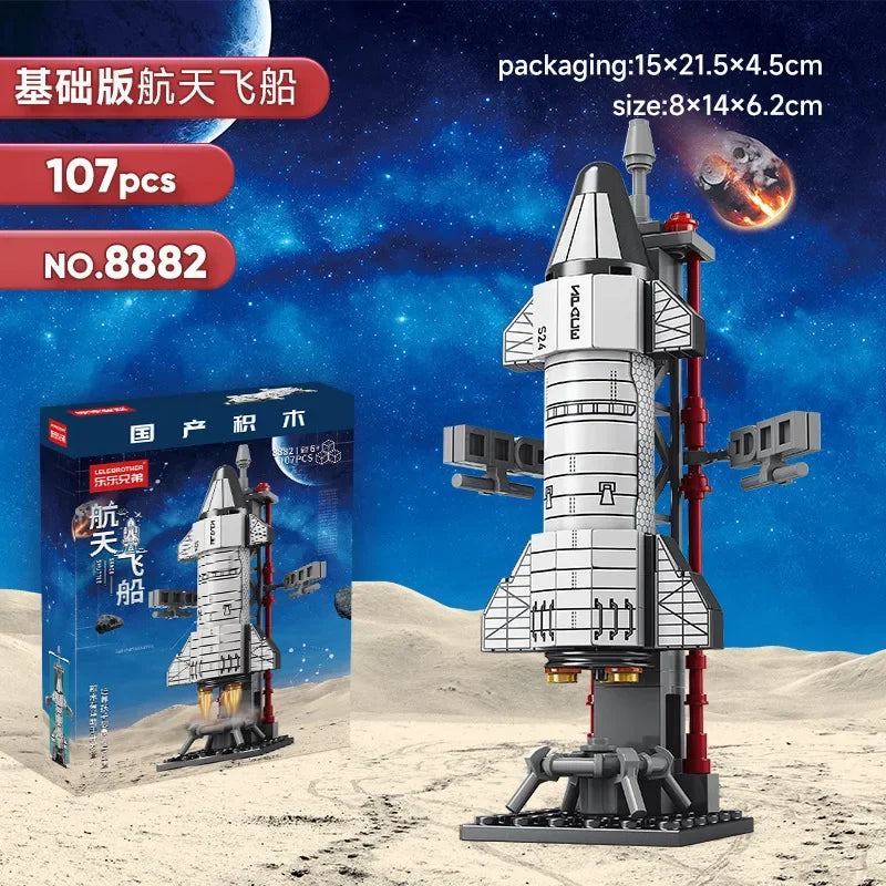 Mini Aviation Manned Rocket Model Building Blocks Space Aerospace Station Bricks City Construction Toys for Children