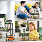 City 998Pcs Street View Sunshine Flower House Building Blocks MOC Architecture Duplex Villa With Car Bricks Toys Valentine Gift