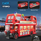 1770 Pcs Cada London Double Deck Bus Building Blocks Red Balloon Light Party City School Technical Car Bricks Toys for Kids Gift - CADA BRICKS®