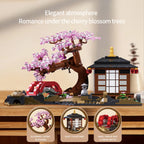 MOC Cherry Blossom Zen Garden Building Blocks Japan Architecture Sakura Tree House Street View Construction Bricks Toys Kid Gift