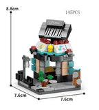 2025 Mini Shop Market Street View Sets Model Building Blocks Hamburger Restaurant Retail Store Creative Architecture Friend