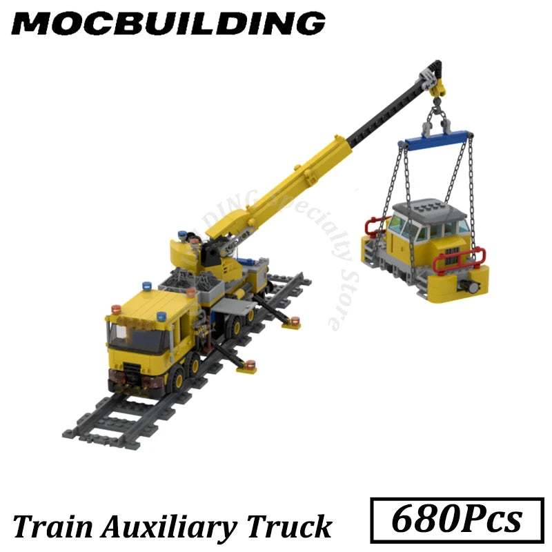 Train Auxiliary Truck Locomotive Train Accessories Model MOC Building Blocks Bricks Display Construction Toys Birthday Gifts