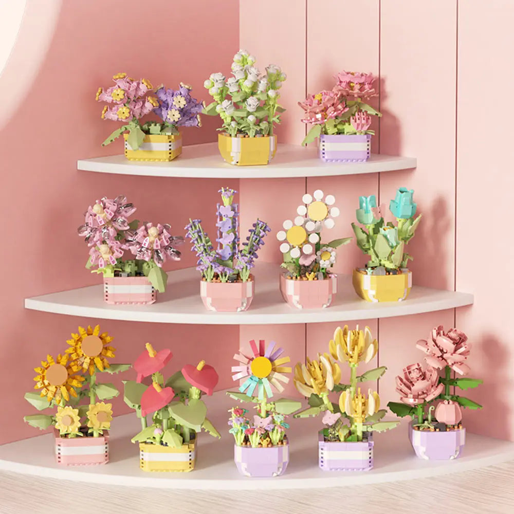 DIY Potted Plants Model Flower Succulents Building Blocks Everlasting Flower Bonsai Tree Gardens Romantic Bricks Kids Kits Toys