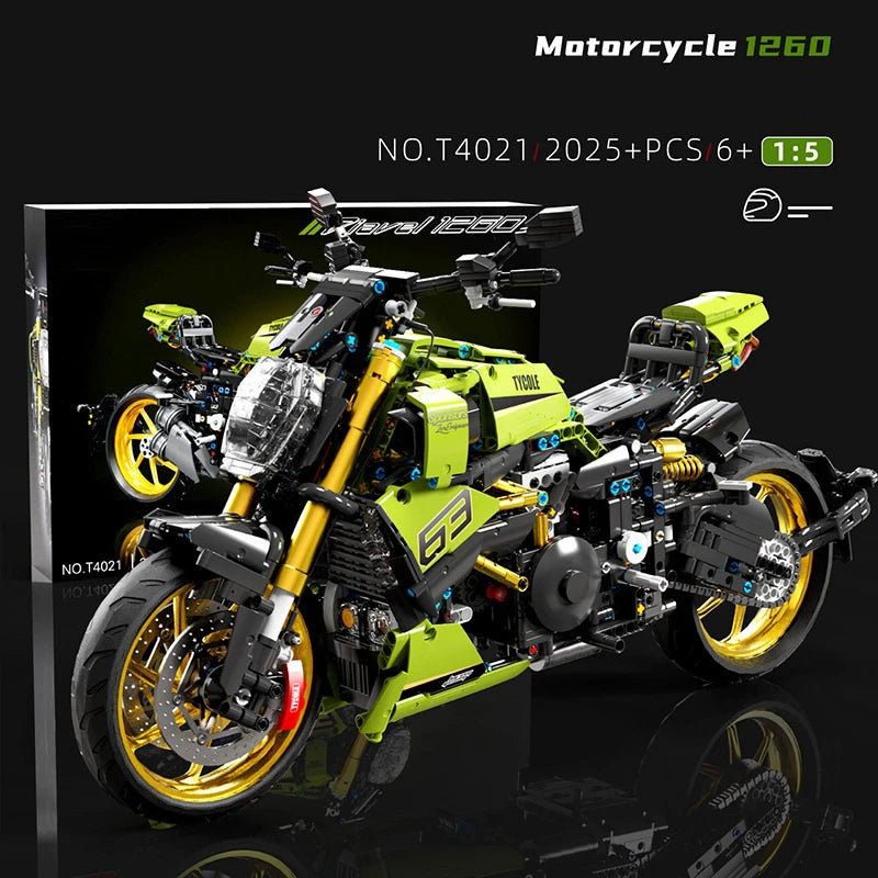 High Tech 1:5 Moto da Città Sportiva Rapida da Corsa Motocicletta Locomotiva Moc Modulare Mattoncino Modello Costruzione Blocchi Giocattolo Regalo per Ragazzi T4021