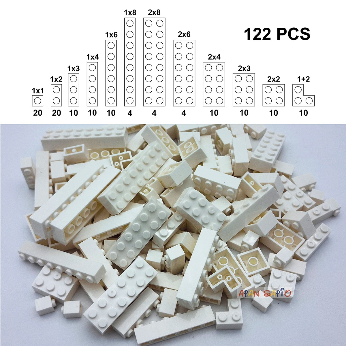 122pcs Thick Figures Bricks 12 Size DIY Building Blocks Educational Creative Size Compatible With 3001 Plastic Toys for Children - CADA BRICKS®