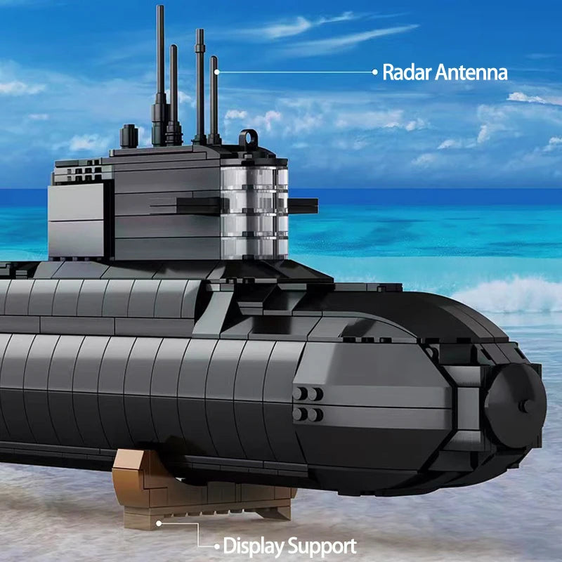 Militær Stor Type 094 Strategisk Kjernevåpenubåt Byggeklosser Modell MOC Murstein Våpen Krigsskip Sett Barneleker Guttgaver