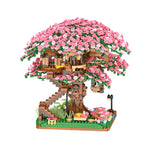 Mini Sakura Boom Bouwstenen Set Doe-Het-Zelf Kersenbloesem Bakstenen met Licht Boomhut Model Ornament Romantisch Cadeau voor Vriendin