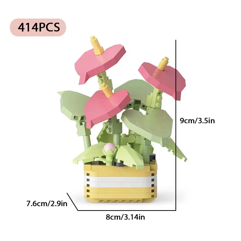 DIY Potted Plants Model Flower Succulents Building Blocks Everlasting Flower Bonsai Tree Gardens Romantic Bricks Kids Kits Toys