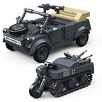World War II half-track motorcycle VW82 bucket truck German off-road truck assembly model building blocks boy toy car gift