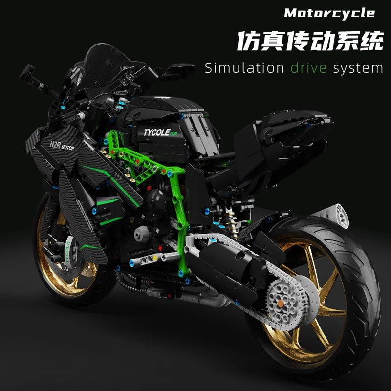 Technical 1:5 H2R City Motorcycle Car Model Building Blocks MOC Racing Motobike Vehicles Bricks Toy for Kids Children Gifts