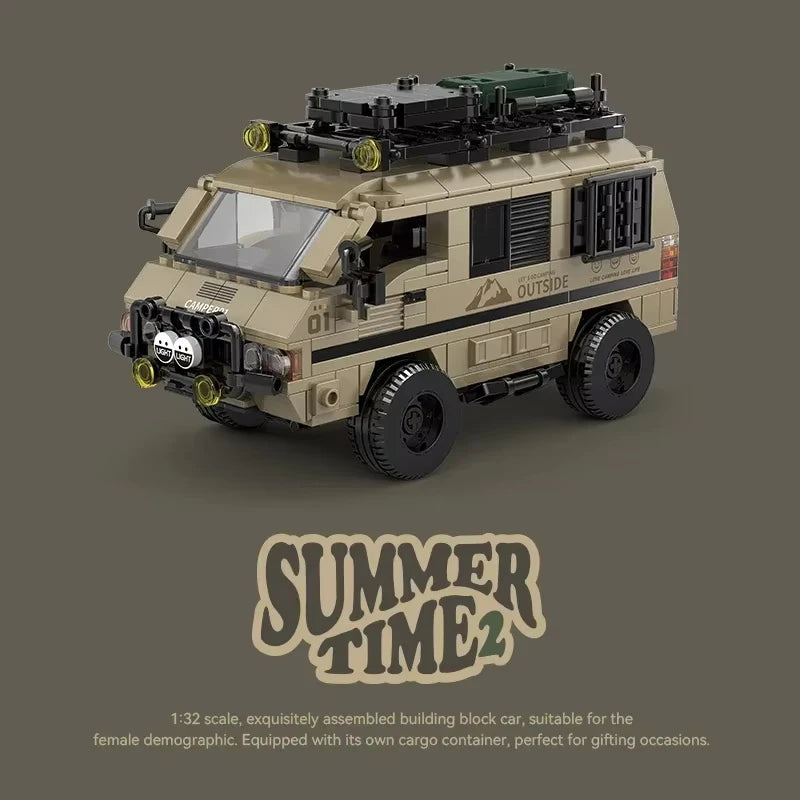 489Pcs Technical City Camper Car Building Blocks Passenger Truck Van Model Bricks Set With Display Box Kids Gifts For Boys