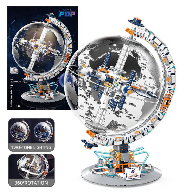 Nieuwe Creatieve Technologie Ruimtestation Transparante Globe Bouwstenen High Tech Constructie Bakstenen Set Speelgoed Cadeaus Voor Kinderen
