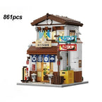 Japanese Street View Building Blocks Tea House Bun House Cafe Store Architecture Model Bricks Kids DIY Toys Holiday Gifts