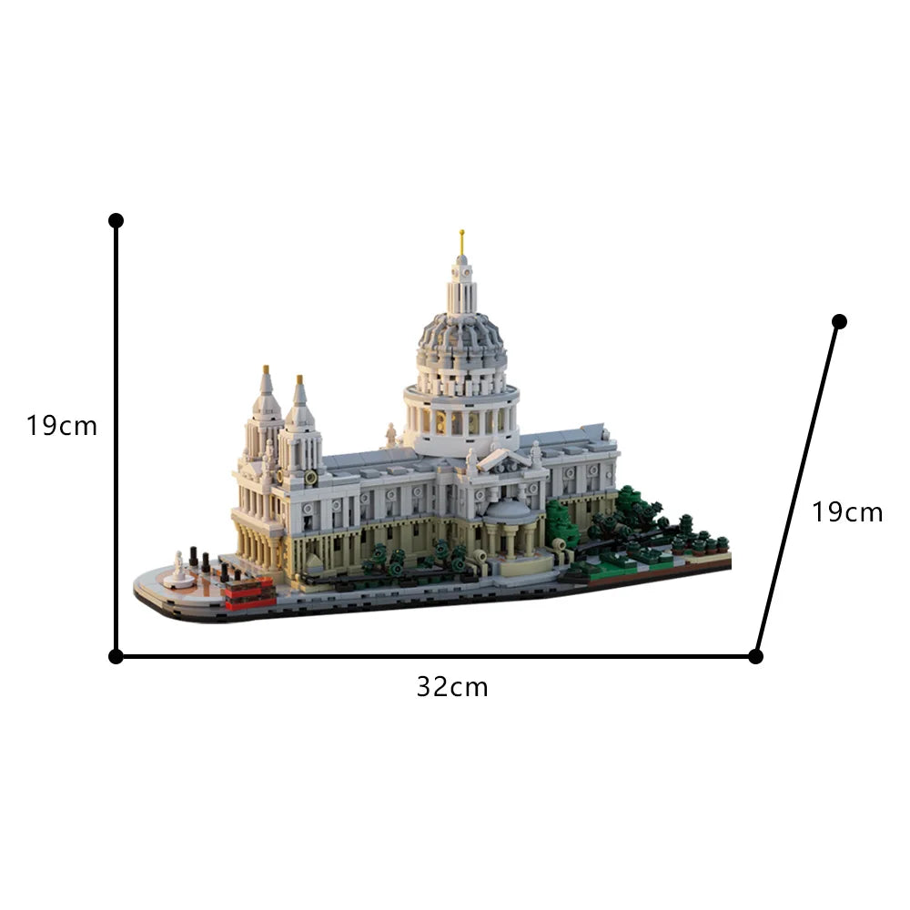 MOC Saint Paul's Cathedral 1:800 Building Blocks Famous Medieval Gothic Architectural Style Model Bricks Toys Gift