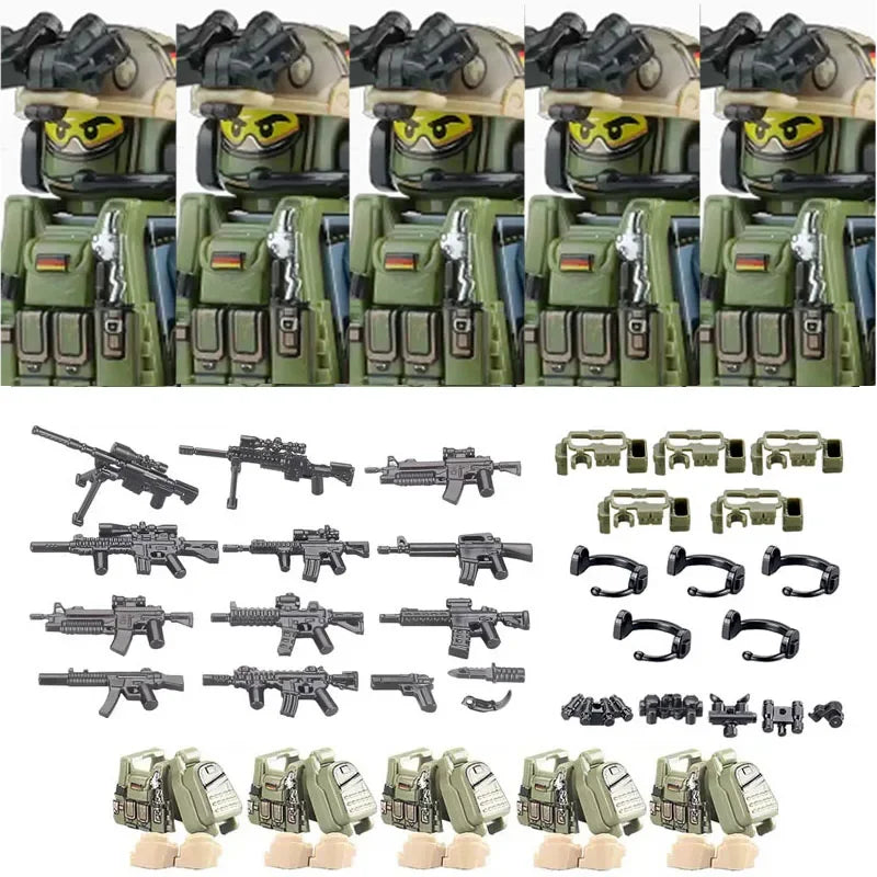 Military Army Figures Building Blocks SWAT Ghost Commando Special Forces Soldier Weapons Gun Hat Shield Belt AK Mini Bricks Toy - CADA BRICKS®