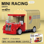 Doe-het-zelf raceauto bus bouwvoertuig ambulance terugtrekmodel bouwstenen speelgoed voor kinderen jongens compatibel met Lego