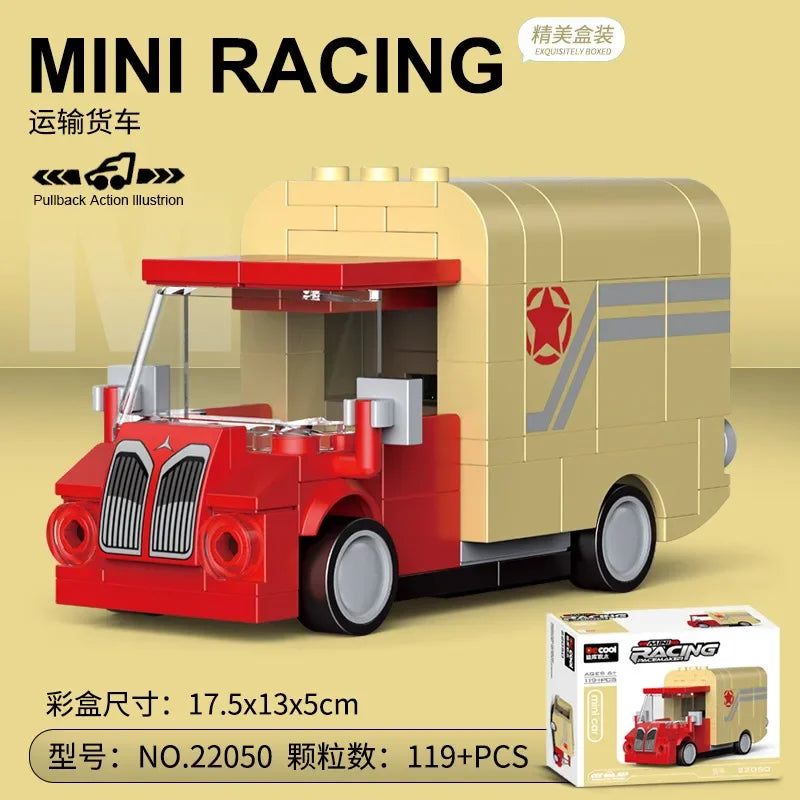 DIY Racing Car Bus Engineering Vehicle Ambulance Pull Back Model Building Blocks Brick Toys Children Boys Compatible With Lego